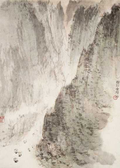 傅抱石 船江图 立轴